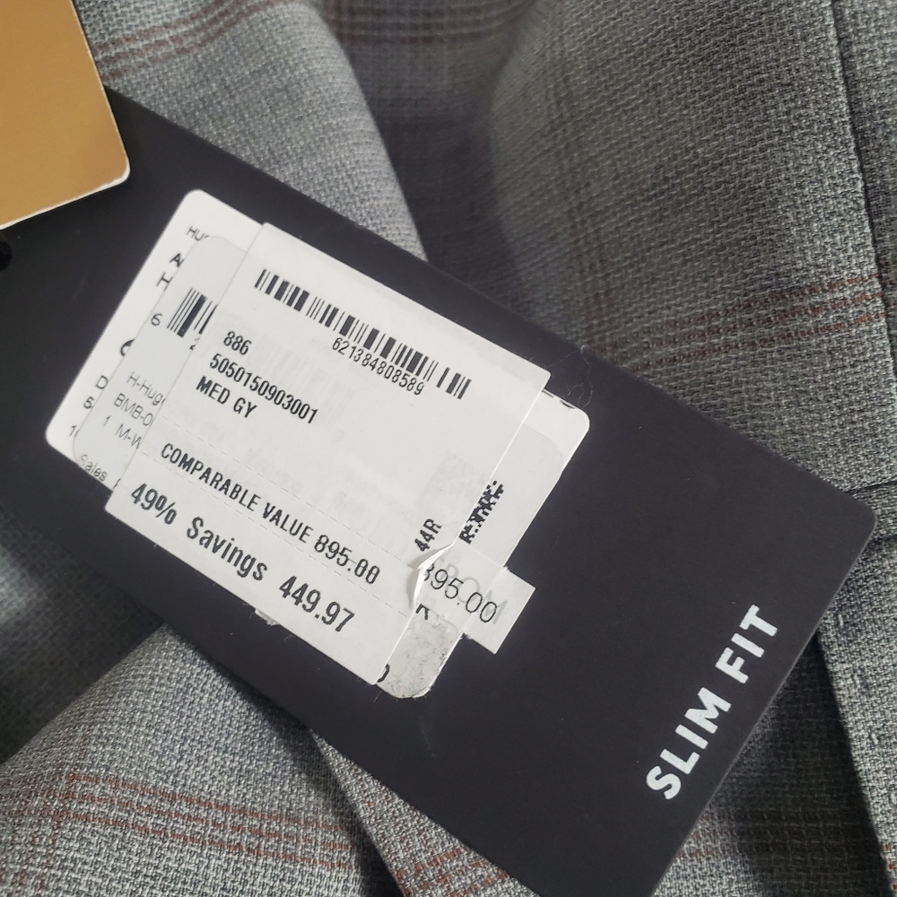 Hugo Boss 44 R Slim Fit Men's Gray Window pane Wool Two Button Blazer New Tags. - Picture 7 of 7